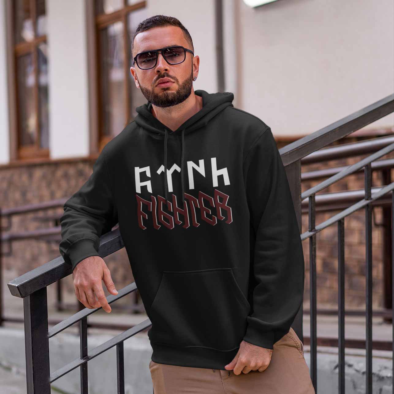 𐱅𐰇𐰼𐰰 TÜRK FIGHTER - Premium Hoodie Hoodie MarketPrint 